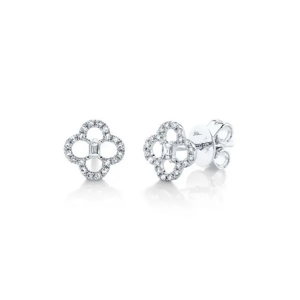 0.19CT DIAMOND BAGUETTE CLOVER STUD EARRING Van Adams Jewelers Snellville, GA