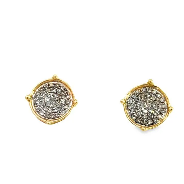 10kt Yellow Gold Unisex Round Diamond Cluster Earrings 1/8 Cttw Van Adams Jewelers Snellville, GA