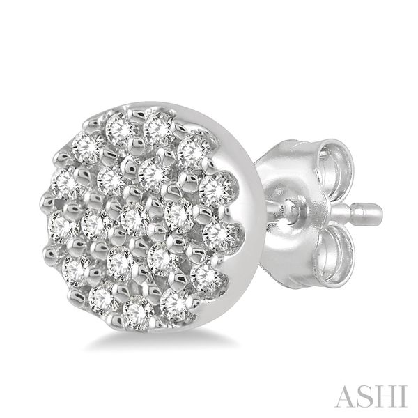 10K White Gold 1/8 CTW Diamond Disc Earrings Image 3 Van Adams Jewelers Snellville, GA
