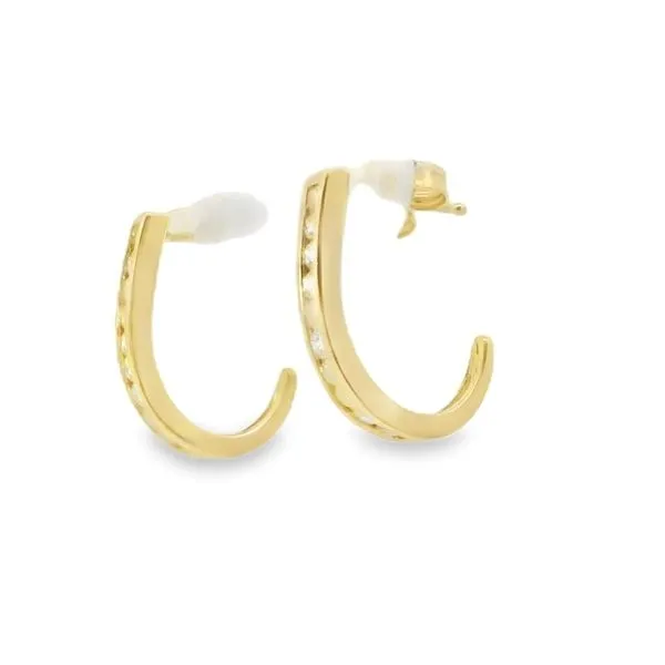 Diamond J Hoop Earrings Image 2 Van Adams Jewelers Snellville, GA