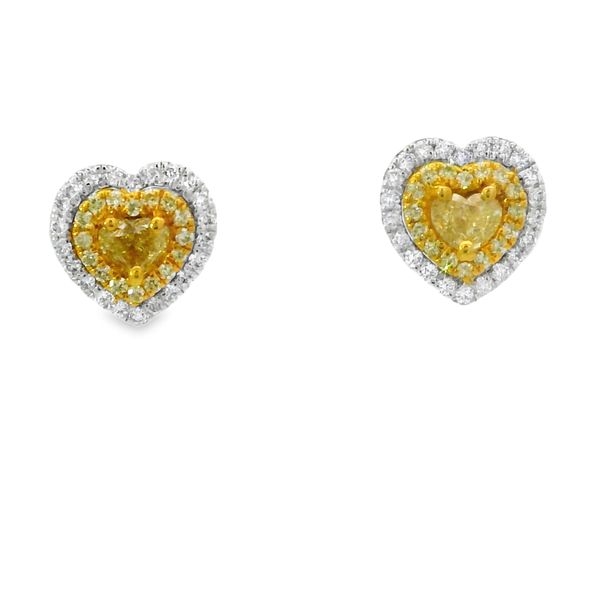 0.61TWT  YELLOW AND WHITE  HEART STUD  DIAMONDS EARRINGS Van Adams Jewelers Snellville, GA