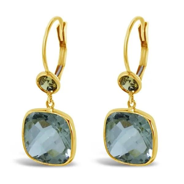 14K Yellow Gold Green Amethyst Drop Earrings Van Adams Jewelers Snellville, GA