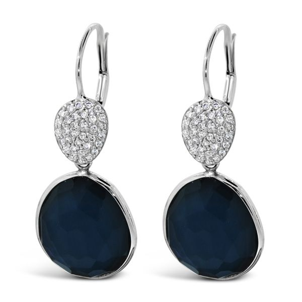14K White Gold Dark Azul Drop Earrings Van Adams Jewelers Snellville, GA