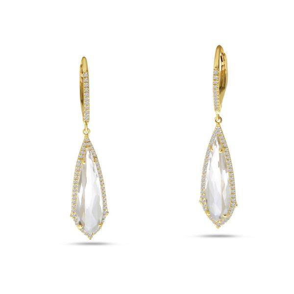 14K Yellow Gold White Topaz Drop Earrings Van Adams Jewelers Snellville, GA