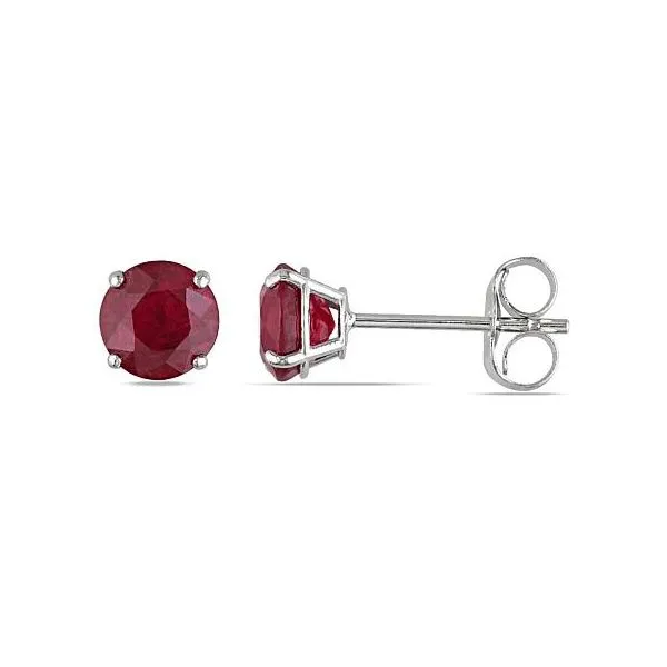 14K White Gold Ruby Stud Earrings Van Adams Jewelers Snellville, GA