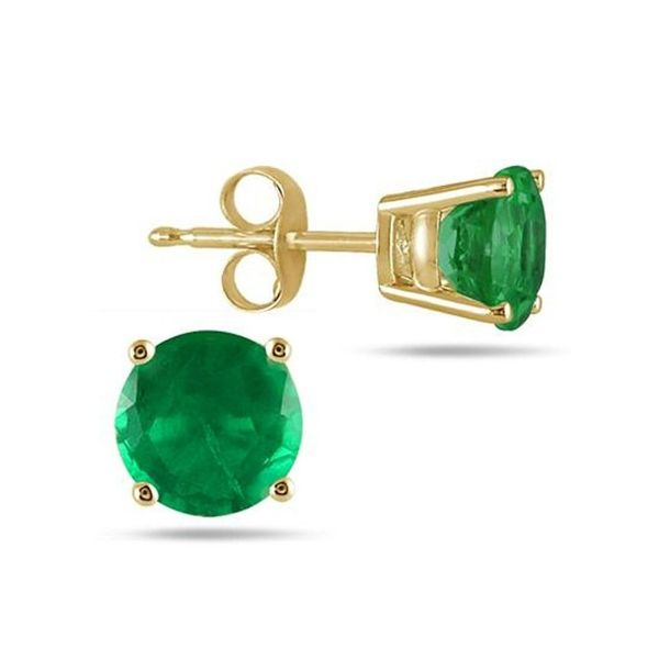 14K Yellow Gold Emerald Stud Earrings Van Adams Jewelers Snellville, GA