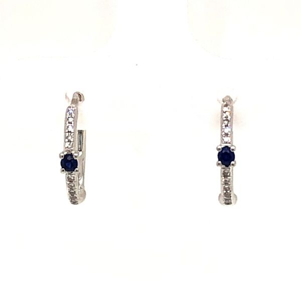 Shy Creation 14K White Gold Sapphire Huggie Earrings Van Adams Jewelers Snellville, GA