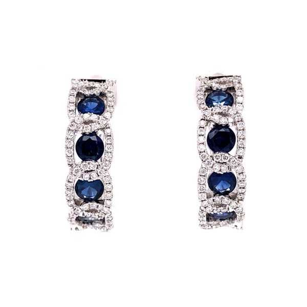 Van Adam's Collection 14K White Gold Sapphire Medium Hoop Earrings Van Adams Jewelers Snellville, GA