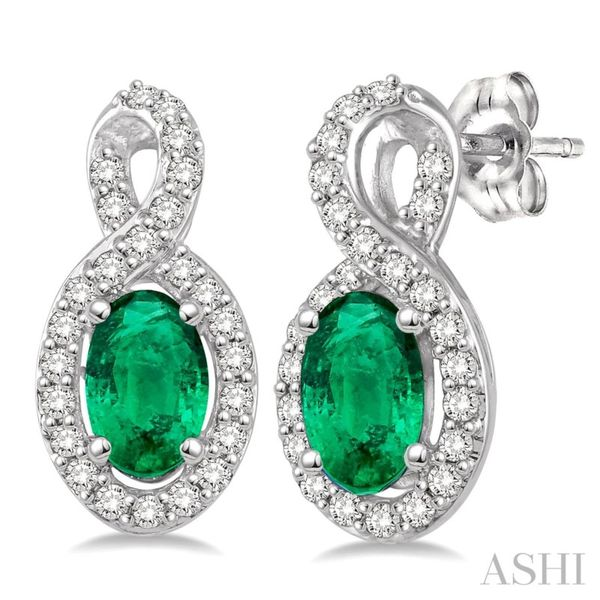 14K White Gold Emerald Earrings Van Adams Jewelers Snellville, GA