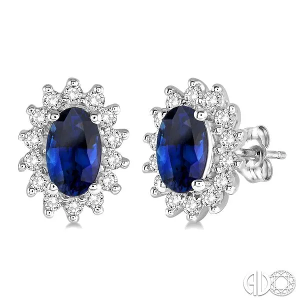 Halo Sapphire and Diamond Earrings Van Adams Jewelers Snellville, GA