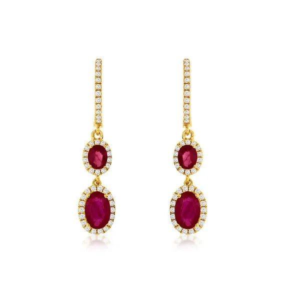 Ruby and Diamond Drop Earrings Van Adams Jewelers Snellville, GA