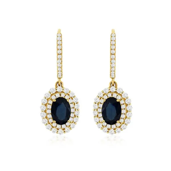 Sapphire and Diamond Earrings in Yellow Gold Van Adams Jewelers Snellville, GA