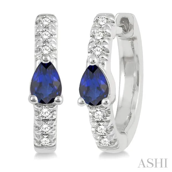 Pear Shape Gemstone & Petite Diamond Huggie Fashion Earrings Van Adams Jewelers Snellville, GA