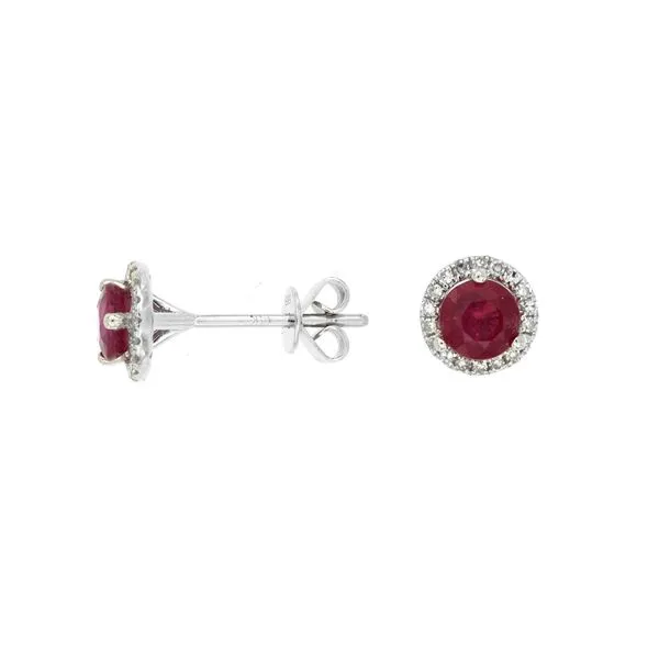 Ruby and Diamond Halo Earrings Van Adams Jewelers Snellville, GA