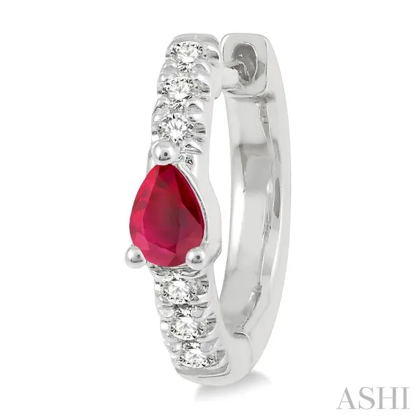 Pear Shape Gemstone & Petite Diamond Huggie Fashion Earrings Image 2 Van Adams Jewelers Snellville, GA