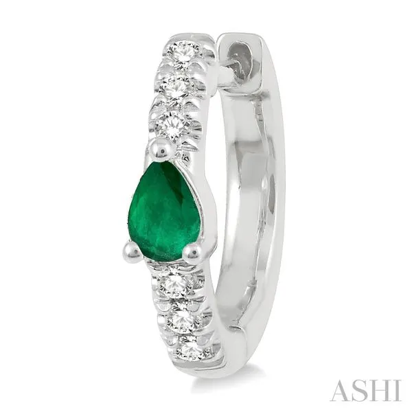 Pear Shape Gemstone & Petite Diamond Huggie Fashion Earrings Image 2 Van Adams Jewelers Snellville, GA
