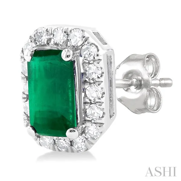 Gemstone & Halo Diamond Stud Earrings Image 3 Van Adams Jewelers Snellville, GA