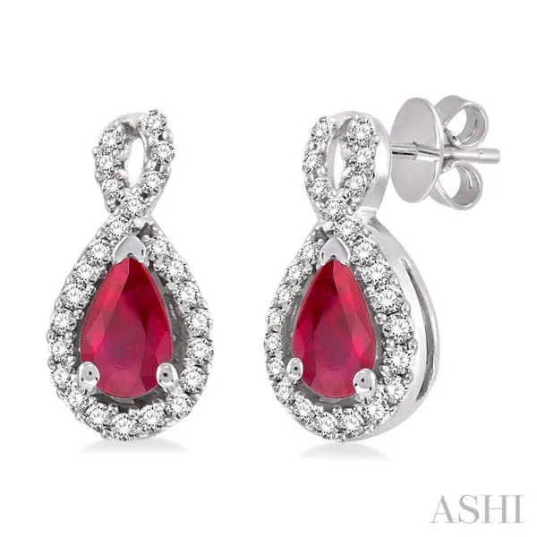 Pear Shape Gemstone & Halo Diamond Earrings Van Adams Jewelers Snellville, GA