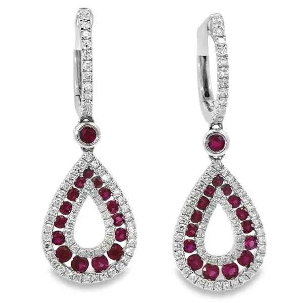 Platinum Drop Ruby And Diamond Earrings Van Adams Jewelers Snellville, GA