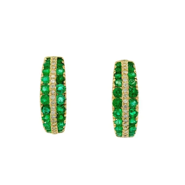 Emerald and Diamond Triple Row Hoop Earrings Van Adams Jewelers Snellville, GA