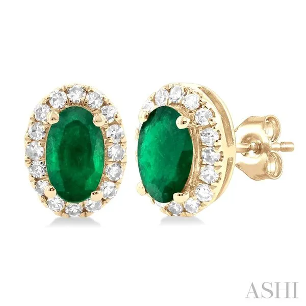 Oval Shape Gemstone & Halo Diamond Earrings similar item image