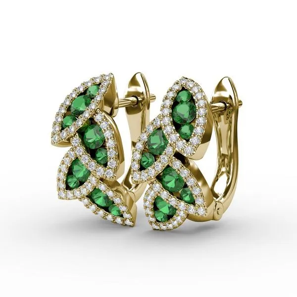 Glam Galore Emerald and Diamond Leaf Earrings Image 2 Van Adams Jewelers Snellville, GA