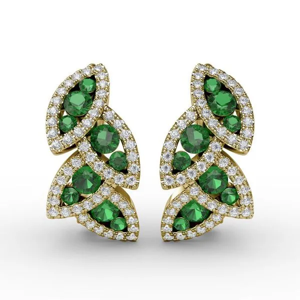 Glam Galore Emerald and Diamond Leaf Earrings Van Adams Jewelers Snellville, GA
