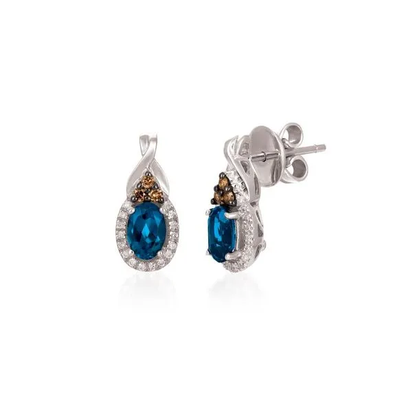 Le Vian Chocolatier® Earrings featuring Deep Sea Blue Topaz™ Chocolate Diamonds® , Vanilla Diamonds® set in 14K Vanilla Gold® Van Adams Jewelers Snellville, GA