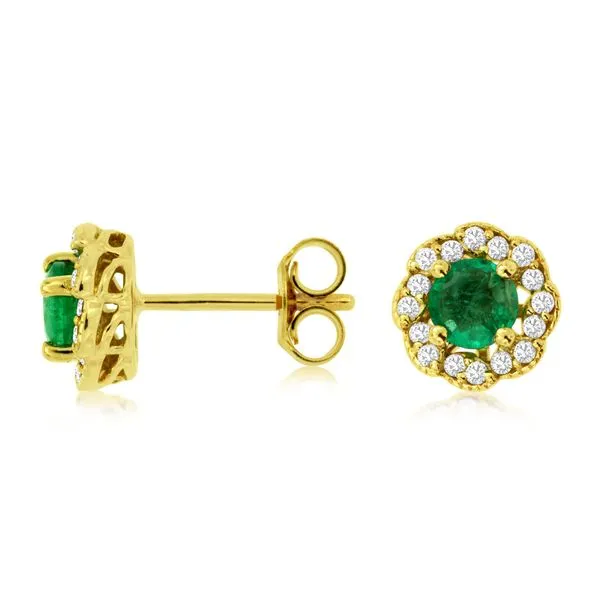 Emerald and Diamond Natural Stone 1 CT Earrings Van Adams Jewelers Snellville, GA