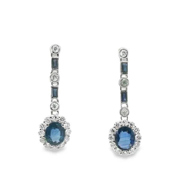 14KT WHITE GOLD SAPPHIRES AND DIAMOND EARRING Van Adams Jewelers Snellville, GA