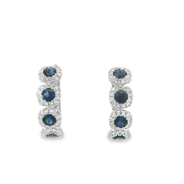 14 Karat Hoop Earrings With Sapphires And Diamond Van Adams Jewelers Snellville, GA