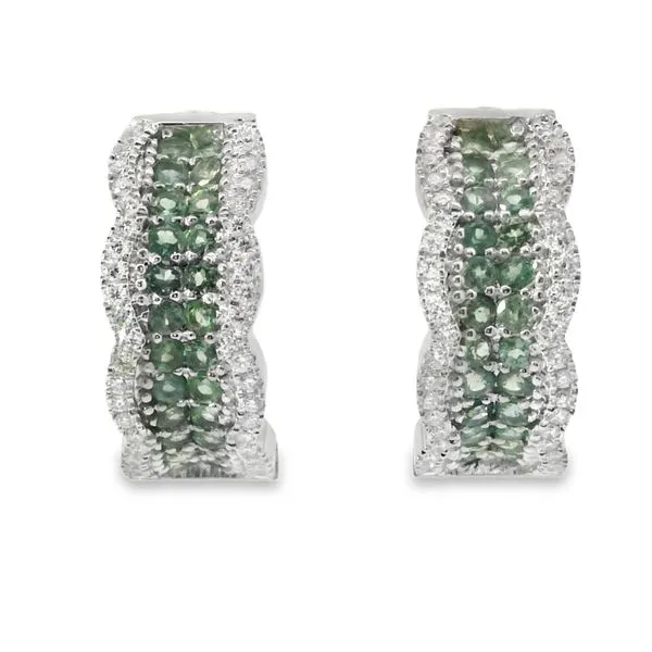 ALEXANDRITES AND DIAMONDS HOOP EARRINGS Image 2 Van Adams Jewelers Snellville, GA