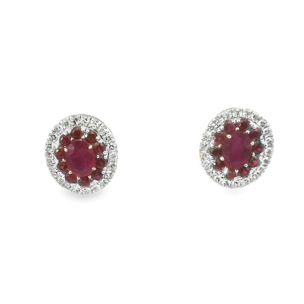 Ruby and Diamond Halo Earrings Van Adams Jewelers Snellville, GA