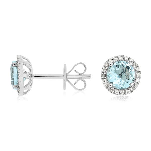 Aquamarine and Diamond Halo Earrings Van Adams Jewelers Snellville, GA