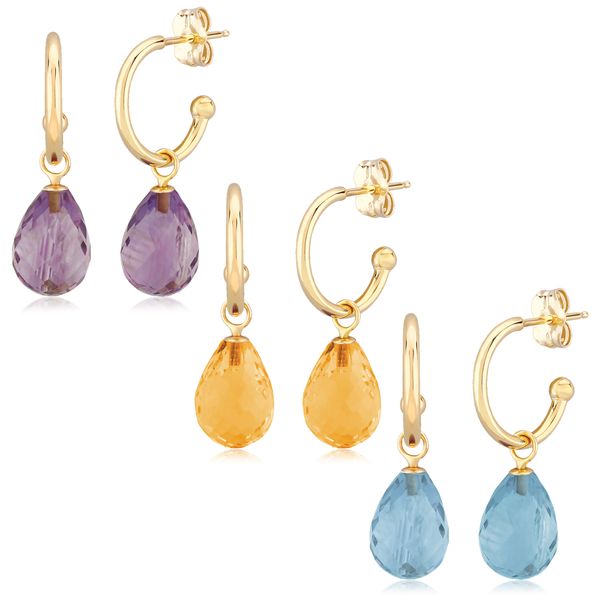 14K Gold Hoops with Interchageable Gemstone Charms Van Adams Jewelers Snellville, GA