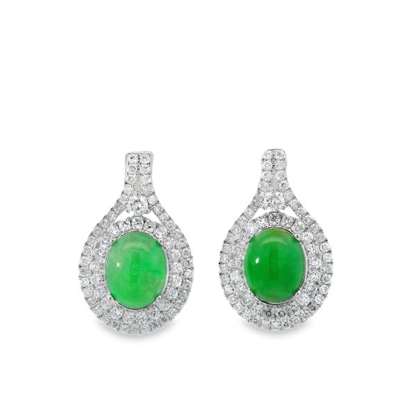 Jade and Diamond Double Halo Earrings Van Adams Jewelers Snellville, GA