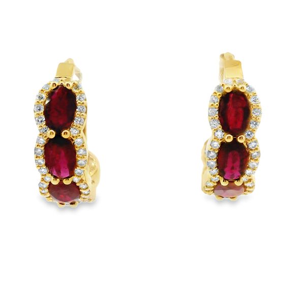 Ruby and Diamond Hoop Earrings Van Adams Jewelers Snellville, GA