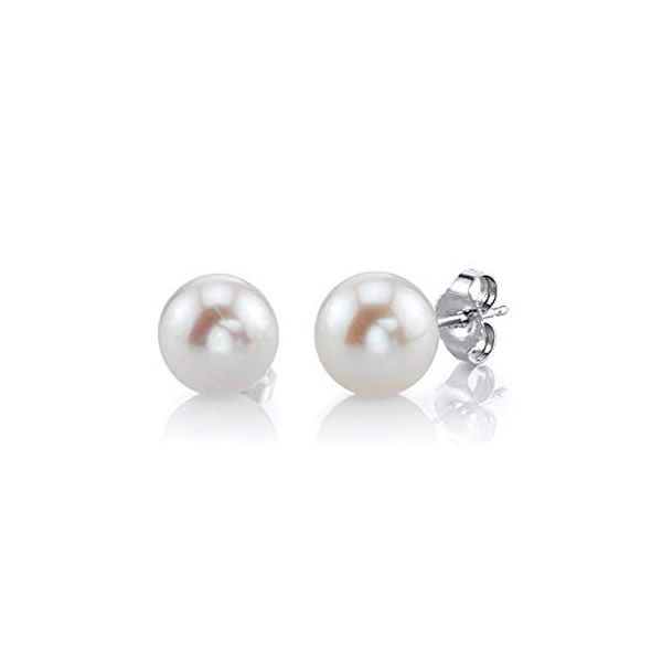 14K White Gold 7-7.5 MM Pearl Stud Earrings Van Adams Jewelers Snellville, GA