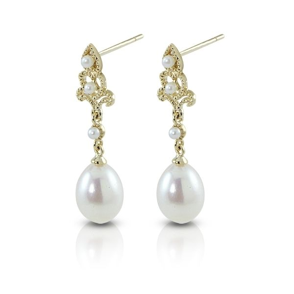 14K Yellow gold Freshwater Pearl Earrings Van Adams Jewelers Snellville, GA