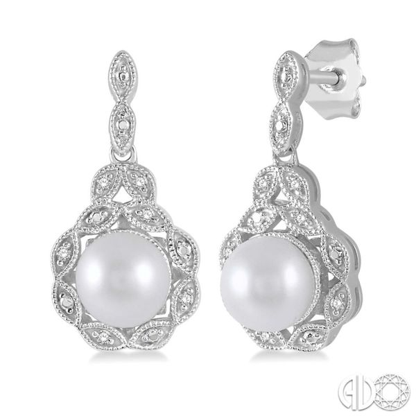 Silver Pearl and Diamond Earrings Van Adams Jewelers Snellville, GA