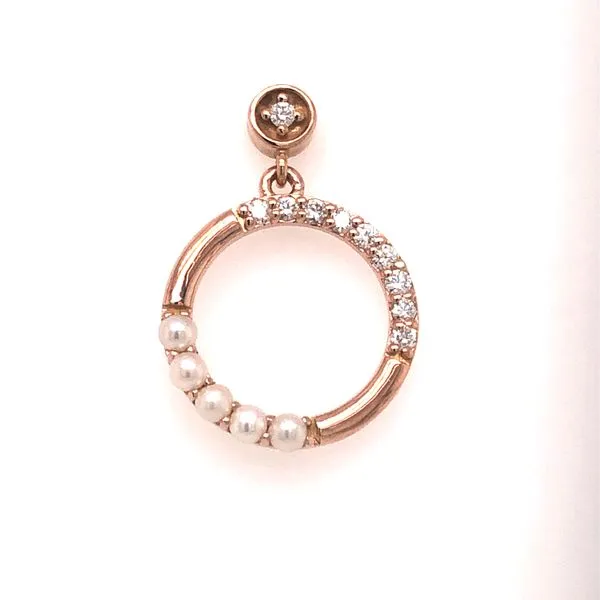 Rose Gold Pearl and Diamond Earrings Image 2 Van Adams Jewelers Snellville, GA