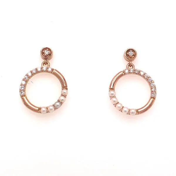 Rose Gold Pearl and Diamond Earrings Van Adams Jewelers Snellville, GA