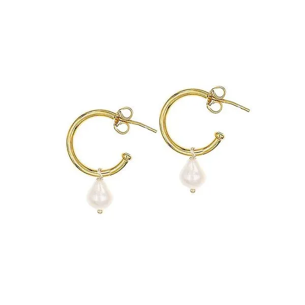 KIM & Co. 14kt Gold Plated Sterling Silver Italian Pearl Earrings Van Adams Jewelers Snellville, GA