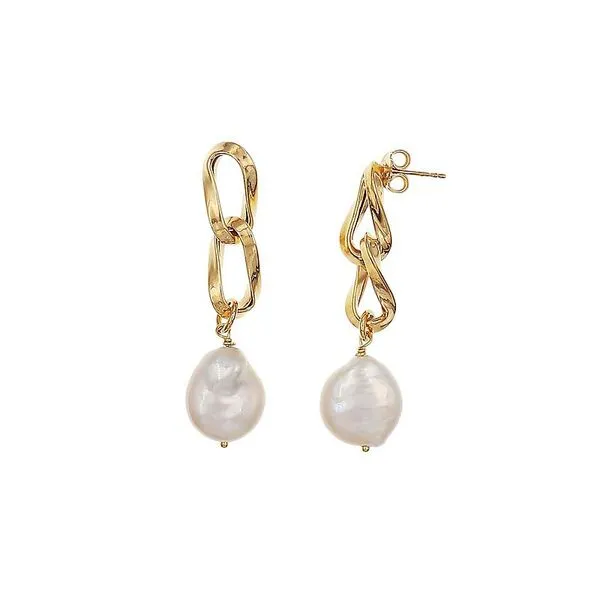 KIM & Co. Gold Plated Sterling Silver Italian Pearl Earrings Van Adams Jewelers Snellville, GA