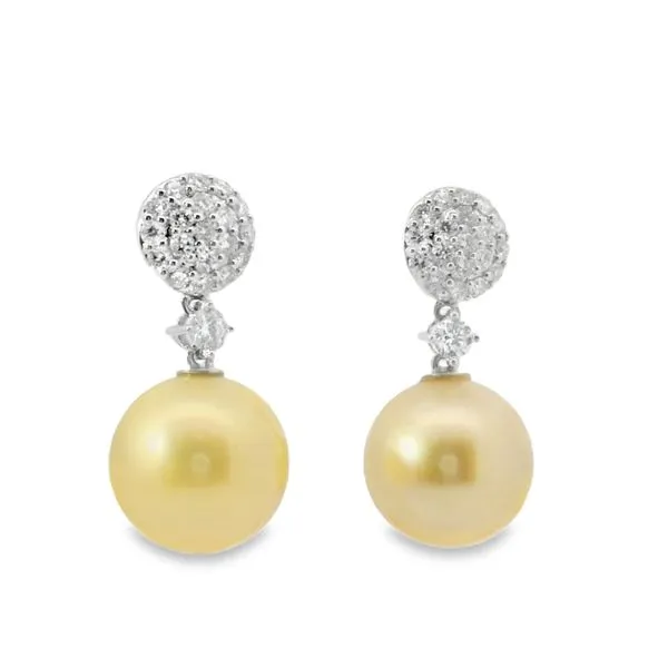 WHITE 14 KARAT PEARL AND DIAMONDS EARRINGS Image 2 Van Adams Jewelers Snellville, GA