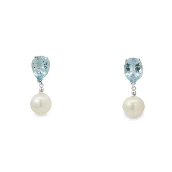 Pearl and Aquamarine Drop Earrings Van Adams Jewelers Snellville, GA