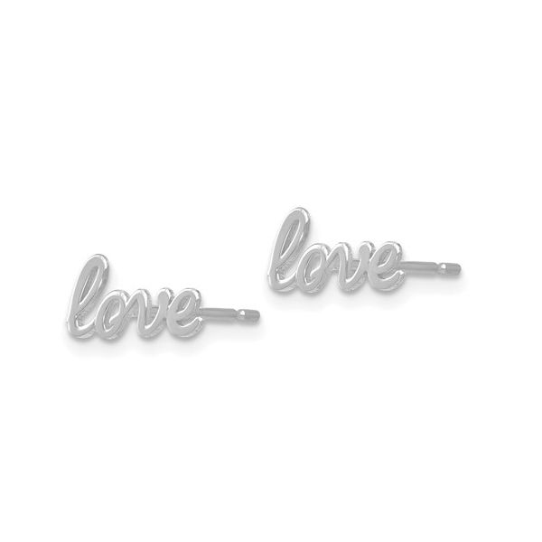 14K White Gold Love Post Earrings Van Adams Jewelers Snellville, GA