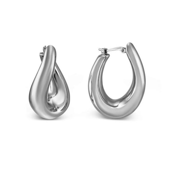 14K White Gold Oval Hoop Earrings Van Adams Jewelers Snellville, GA