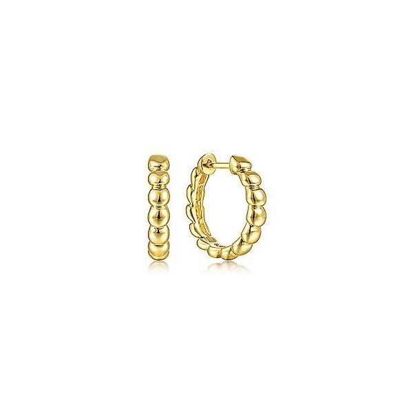 14K Yellow Gold Beaded Hoop Earrings Van Adams Jewelers Snellville, GA