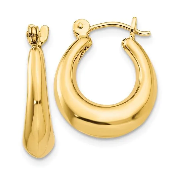 14K Yellow Gold Puffed Hoop Earrings